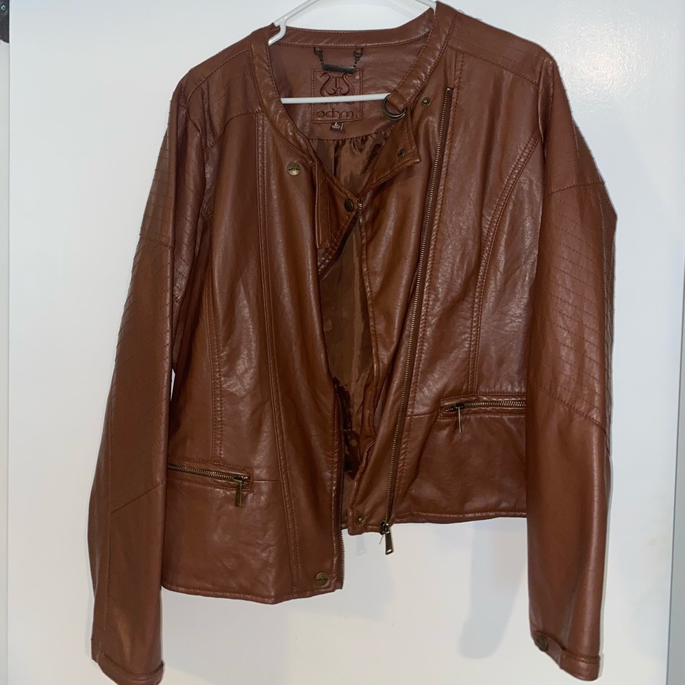 Leather like jacket in brown